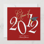 Invitation Funky Class of 2012 (Rouge / Argent métallique) (Devant)