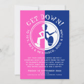 Invitation Funky clubber bleu rose se rendre à la fête rétro (Devant)