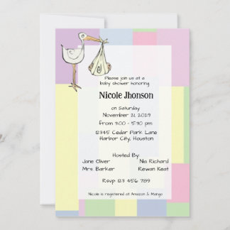 Invitation Funky Cubism StarkDelivery Handwritten Baby Shower