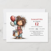 Invitation funky d'anniversaire pour une fille ori (Devant)
