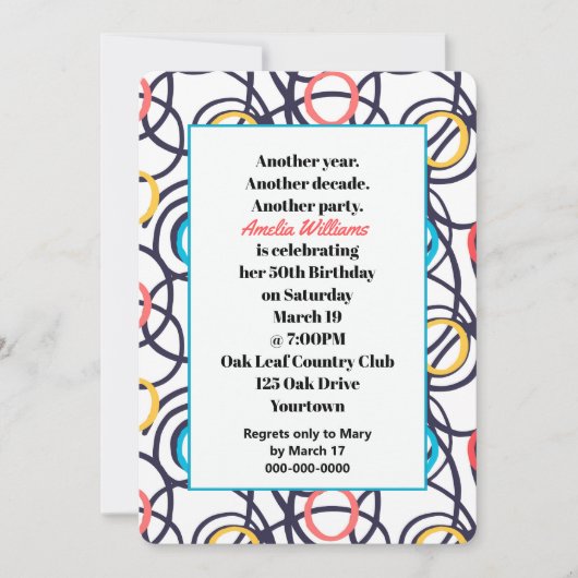 Invitation Funky Doodles 50e fête d'anniversaire (Devant)