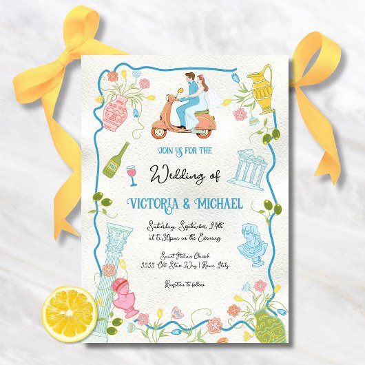 Invitation Funky Draky Groom de mariée italienne sur Mariage 