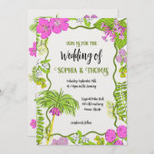 Invitation Funky Draky Tropical Floral Mariage (Devant / Derrière)