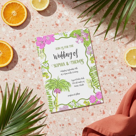Invitation Funky Draky Tropical Floral Mariage