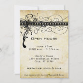 Invitation funky élégante avec des tourbillons noi (Dos)