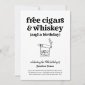 Invitation Funky Free Cigars & Whiskey Mens fête d'anniversai (Devant)