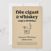 Invitation Funky Free Cigars & Whiskey Mens fête d'anniversai (Devant)