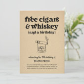 Invitation Funky Free Cigars & Whiskey Mens fête d'anniversai (Debout devant)