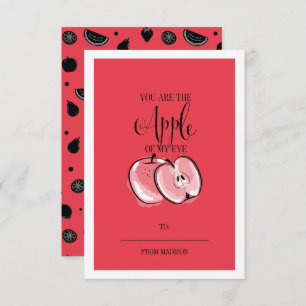 Invitation Funky Fruit Pun Apple Classroom Valentine Card