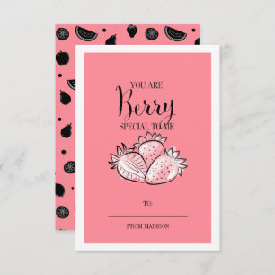 Invitation Funky Fruit Pun Berry Classroom Valentine Card