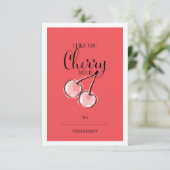 Invitation Funky Fruit Pun Cherry Classroom Valentine Card (Debout devant)