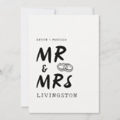 Invitation Funky Fun Retro Mr & Mrs Mariage illustré (Devant)