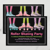 Invitation Funky Girls Roller Sking fête d'anniversaire (Devant / Derrière)