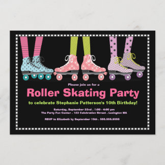 Invitation Funky Girls Roller Sking fête d'anniversaire
