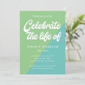 Invitation Funky Green Blue Célébration de la vie (Debout devant)