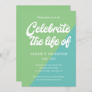 Invitation Funky Green Blue Célébration de la vie