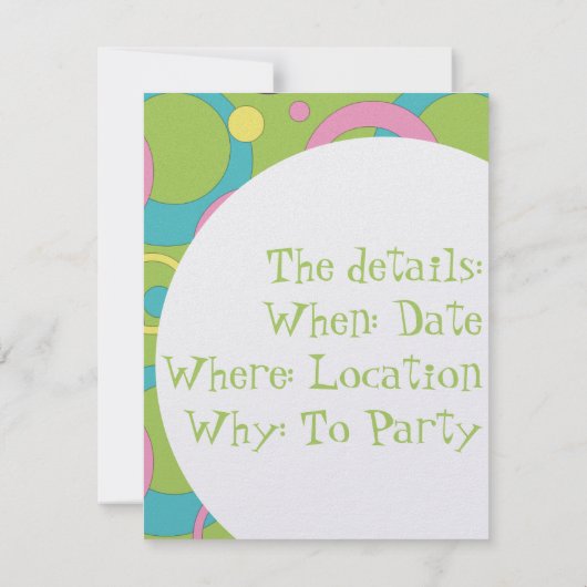 Invitation Funky Green Circles (Dos)