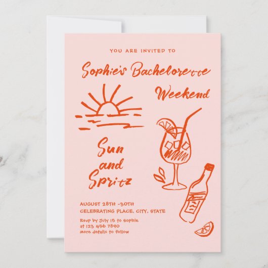 Invitation Funky Hand Drabble Retro Bachelorette Party (Devant)