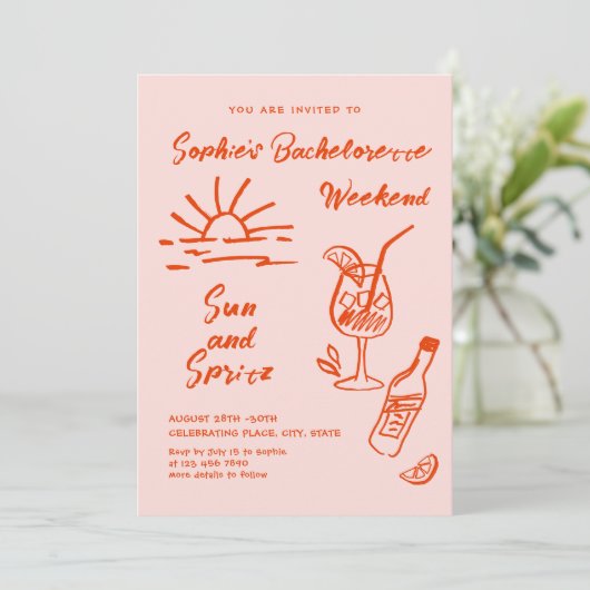 Invitation Funky Hand Drabble Retro Bachelorette Party (Debout devant)