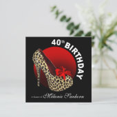 Invitation Funky Leopard Stiletto 40e anniversaire noir rouge (Debout devant)