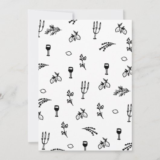 Invitation funky main dessiné whimsical italien mariage (Dos)