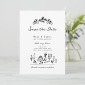 Invitation funky main dessiné whimsical tendance mariage ital (Debout devant)