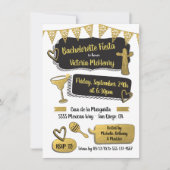 Invitation Funky Mexicaine Fiesta Gold Foil Bachelorette Part (Devant)