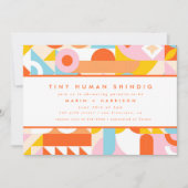 Invitation Funky Moderne Orange Minuscule Baby shower Humain  (Devant)