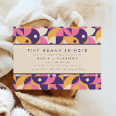 Invitation Funky moderne violet minuscule Baby shower humain 