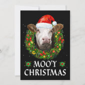 Invitation Funky Moey Noël Wreath Santa Hat Cow Moo Far (Devant)