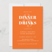 Invitation Funky Orange Bold Typographie Anniversaire Dîner (Devant)