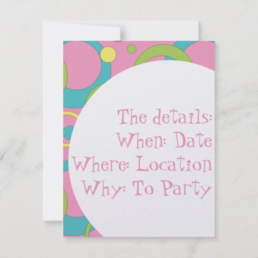 Invitation Funky Pink Circles (Dos)
