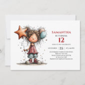 Invitation funky pour l'anniversaire d'une fille o (Devant)