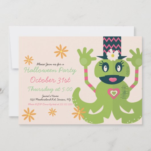 Invitation funky pour une soirée de costumes de mo (Devant)
