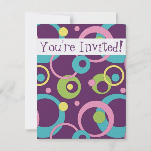 Invitation Funky Purple Circles (Devant)