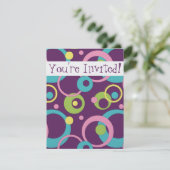 Invitation Funky Purple Circles (Debout devant)