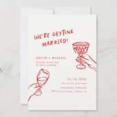 Invitation Funky Red Fun Se Marier Mariage Illustré (Devant)