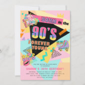 Invitation Funky Retro 90's Birthday Party (Devant)