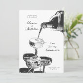 Invitation Funky Retro Champagne Tower Mariage Y2K (Debout devant)