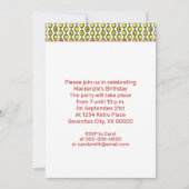 Invitation Funky Rétro Perle d'Olive Motif Couleurs Personnal (Devant)