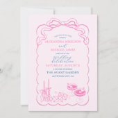 Invitation Funky Retro tiré à la main Mariage de champagne (Devant)