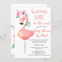 Funky rose flamingo baby shower par mail
