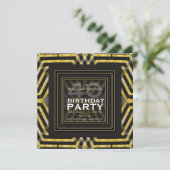 Invitation Funky Scifi Black Gold Geometry 40e anniversaire (Debout devant)