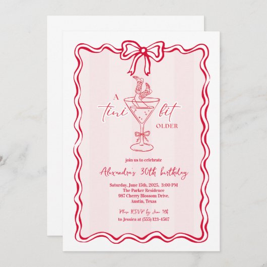 Invitation Funky Tini Bit Ancien Martini fête d'anniversaire  (Devant / Derrière)