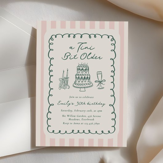 Invitation Funky Tini Bit Older Hand Drawn 30th Birthday