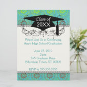 Invitation funky vert shabby chic remise de diplôme (Debout devant)