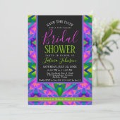 Invitation Funky violet rose Blacklight Vibe Fête des mariées (Debout devant)