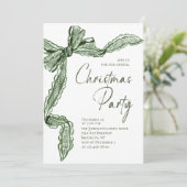 Invitation Funky Whimsical Christmas Green Bow Holiday Party (Debout devant)