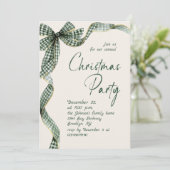 Invitation Funky Whimsical Christmas Green Bow Holiday Party (Debout devant)