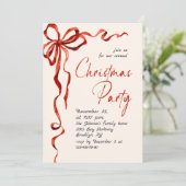 Invitation Funky Whimsical Christmas Red Bow Holiday Party (Debout devant)